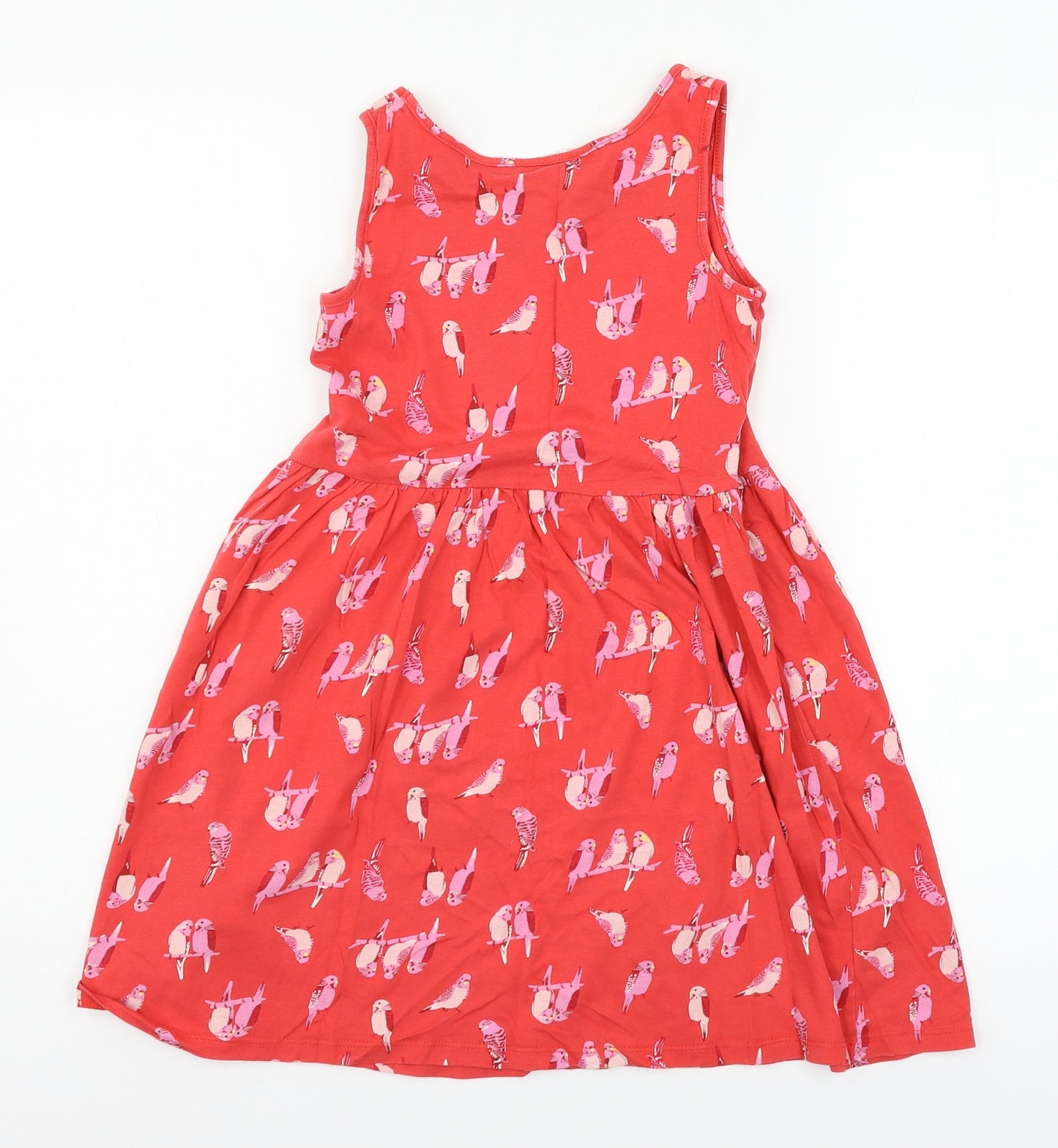 H&M Girls Red Geometric Jersey Skater Dress  Size 9-10 Years  - Bird Print