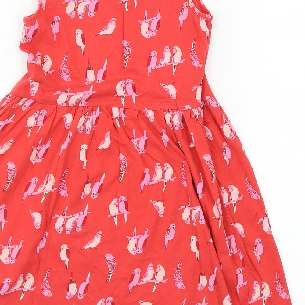 H&M Girls Red Geometric Jersey Skater Dress  Size 9-10 Years  - Bird Print