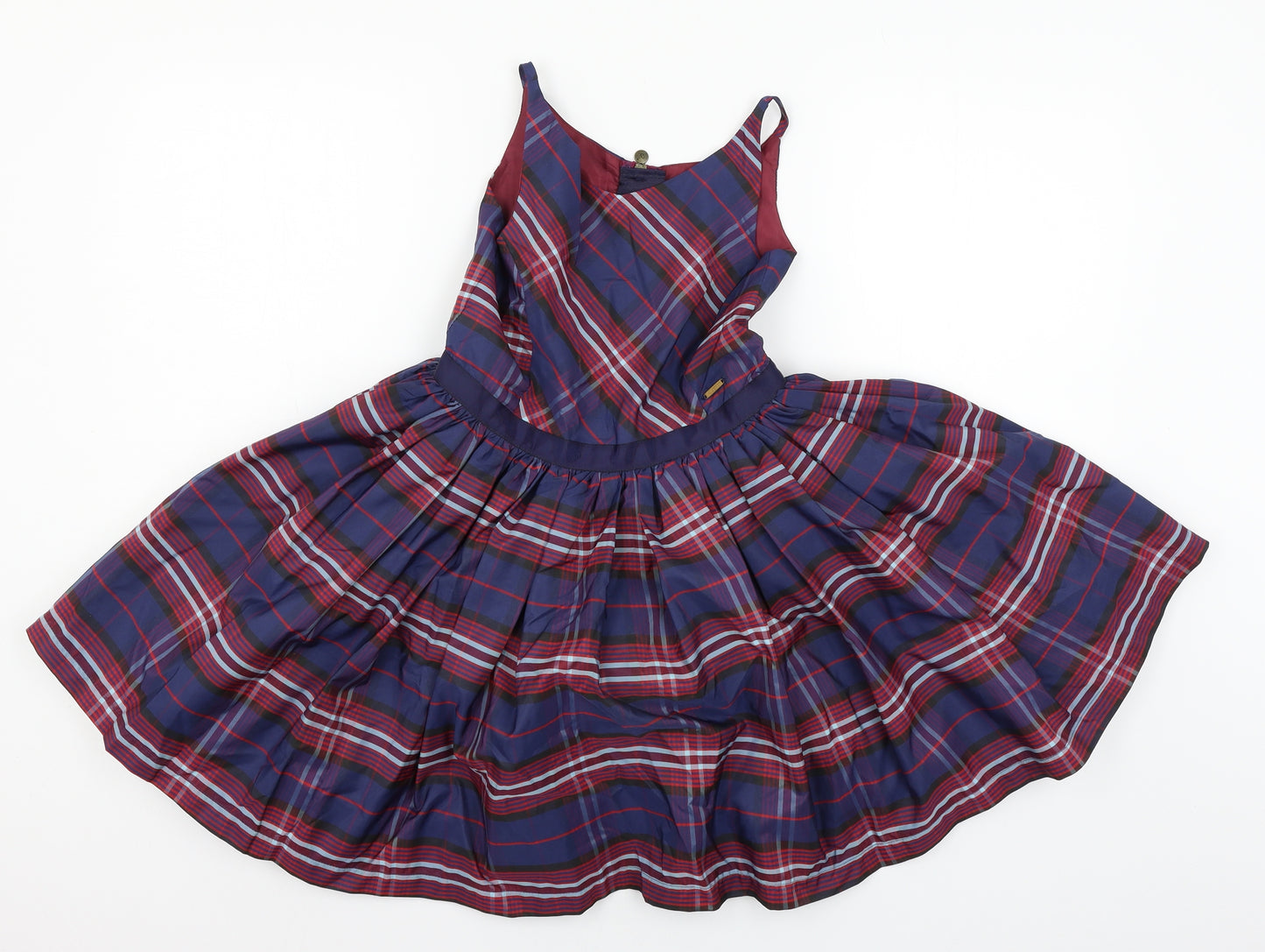 Marks and Spencer Girls Blue Plaid  Skater Dress  Size 7-8 Years