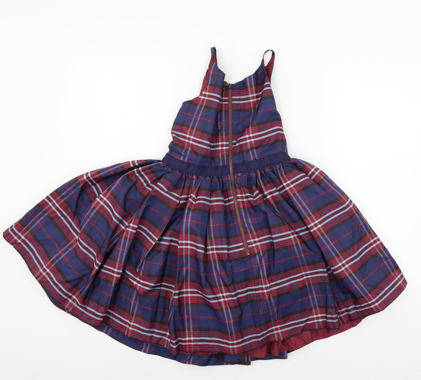 Marks and Spencer Girls Blue Plaid  Skater Dress  Size 7-8 Years