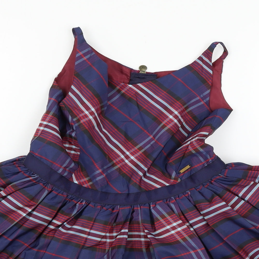 Marks and Spencer Girls Blue Plaid  Skater Dress  Size 7-8 Years