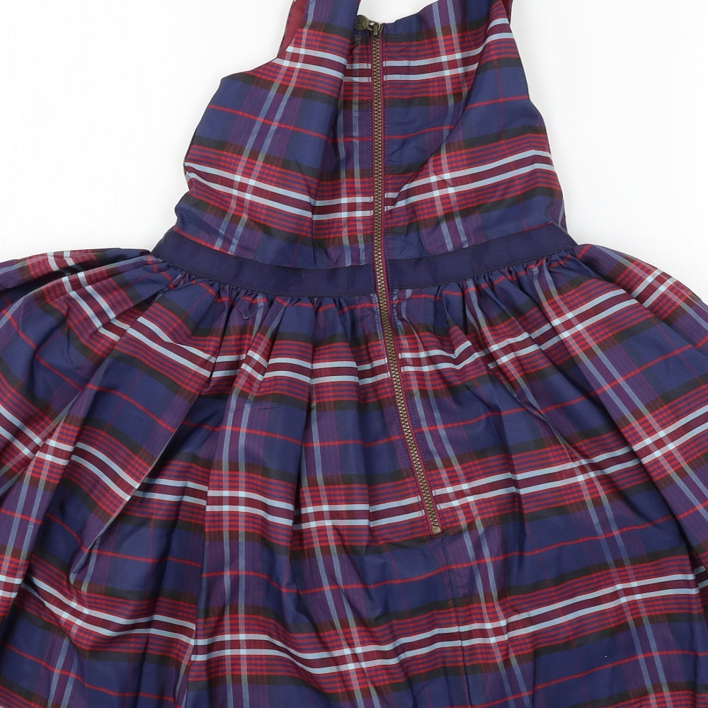 Marks and Spencer Girls Blue Plaid  Skater Dress  Size 7-8 Years