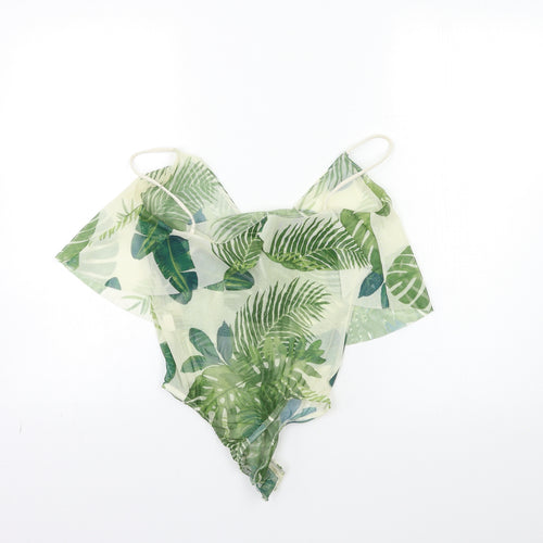 Preworn Womens Green Floral  Basic Blouse Size 6