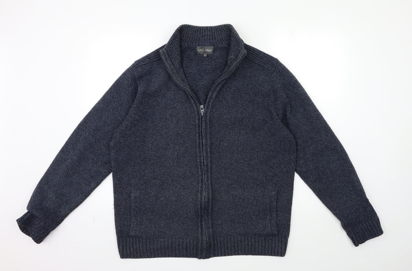 Marks and Spencer Mens Blue  Knit Cardigan Jumper Size L
