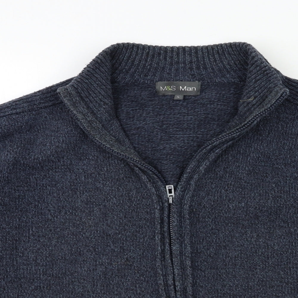 Marks and Spencer Mens Blue  Knit Cardigan Jumper Size L