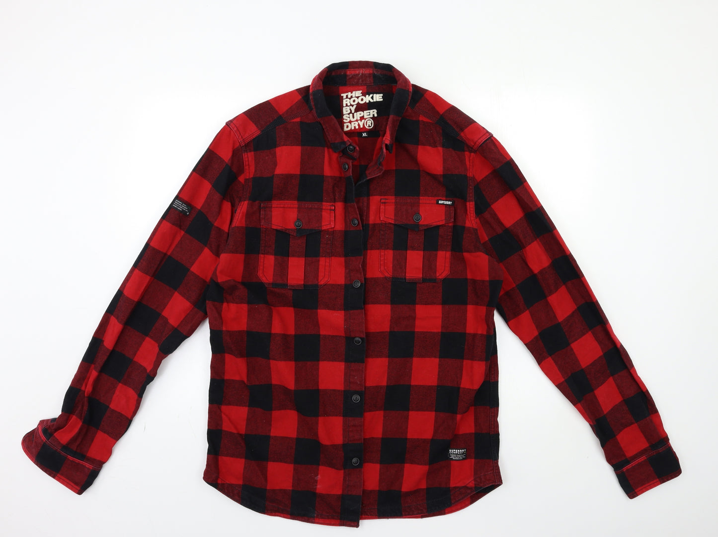 Superdry Mens Red Check   Button-Up Size XL