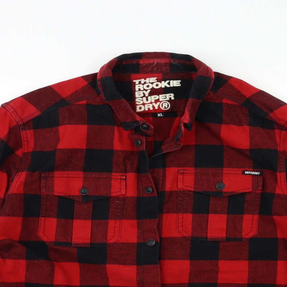 Superdry Mens Red Check   Button-Up Size XL