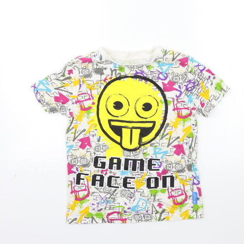 Nutmeg Girls White Geometric  Basic T-Shirt Size 9-10 Years