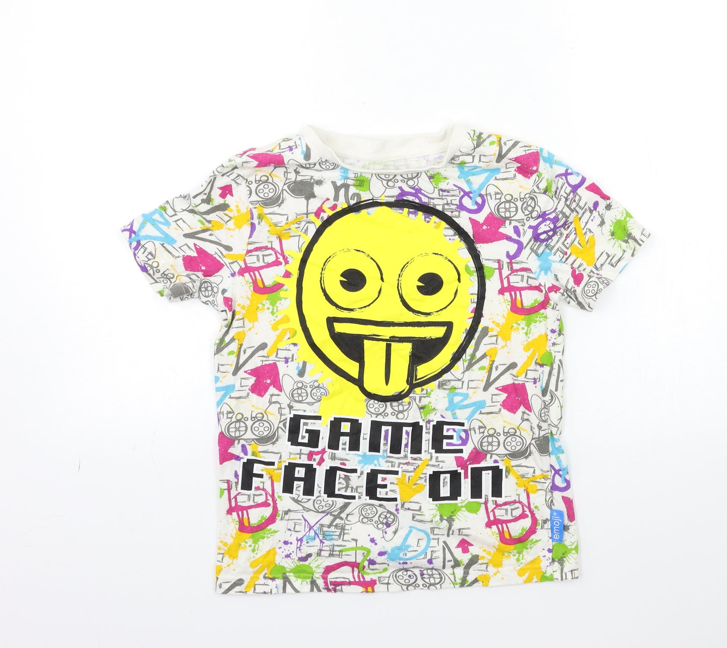Nutmeg Girls White Geometric  Basic T-Shirt Size 9-10 Years