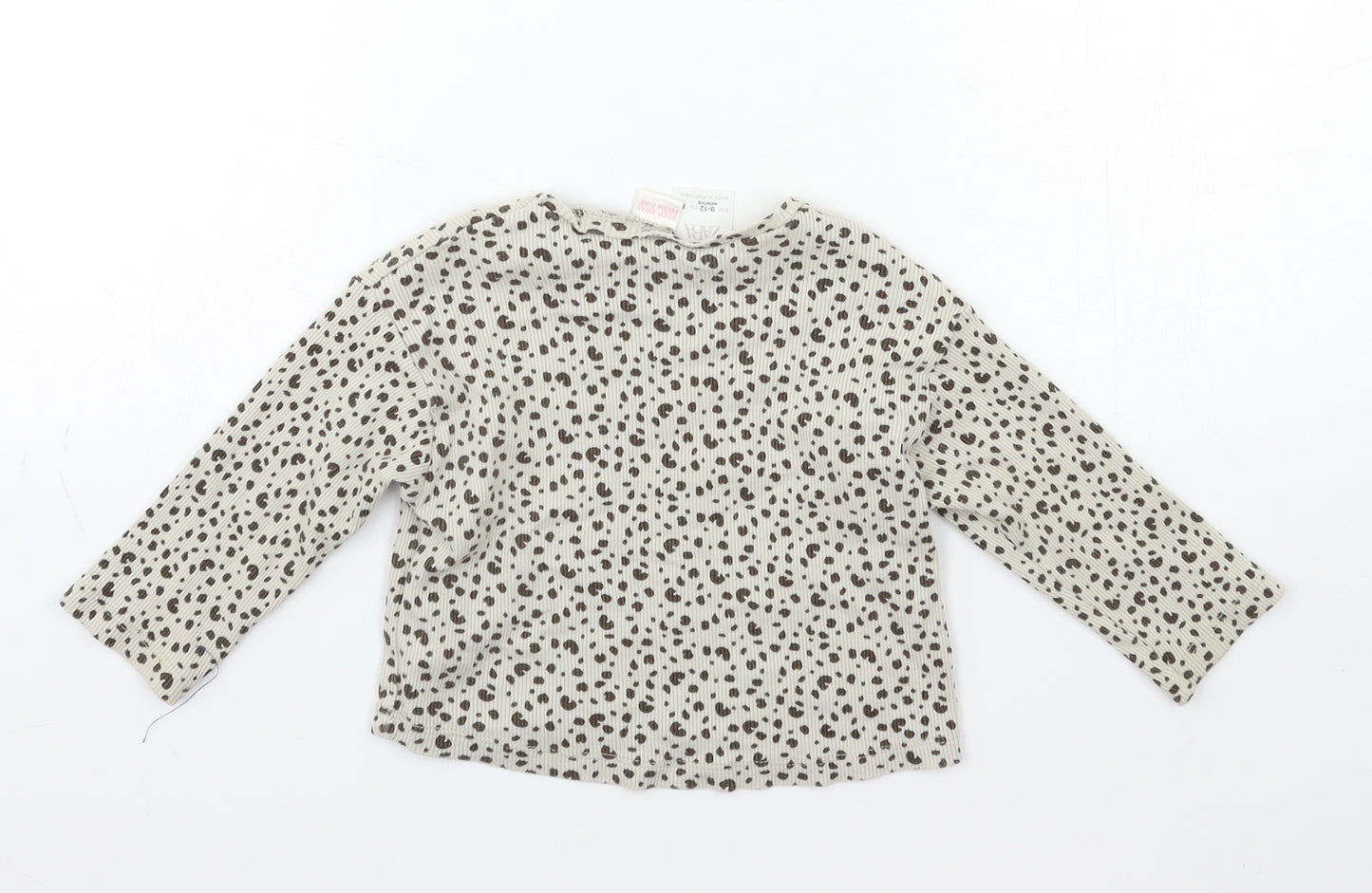 Zara Baby Beige Animal Print  Basic T-Shirt Size 9-12 Months