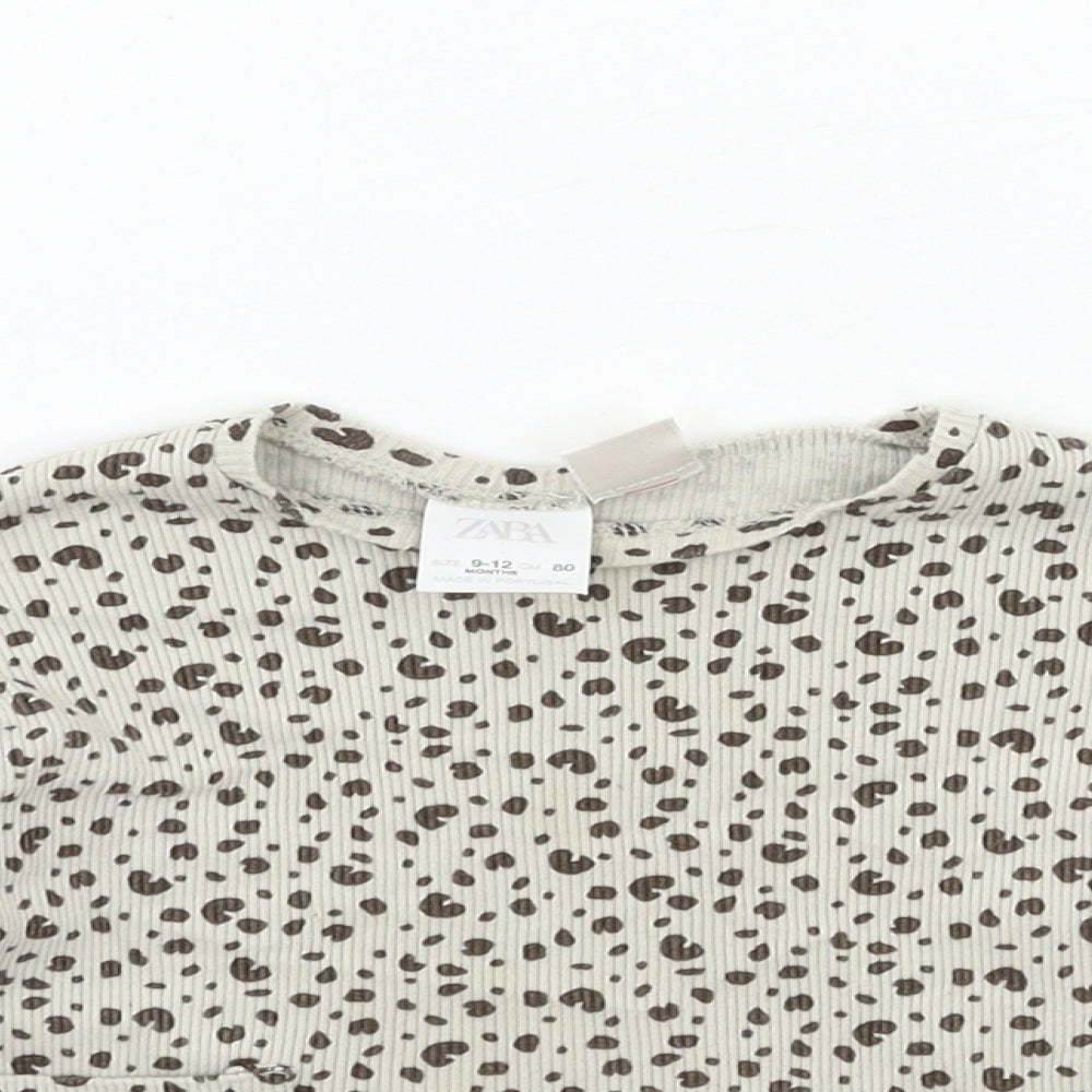Zara Baby Beige Animal Print  Basic T-Shirt Size 9-12 Months