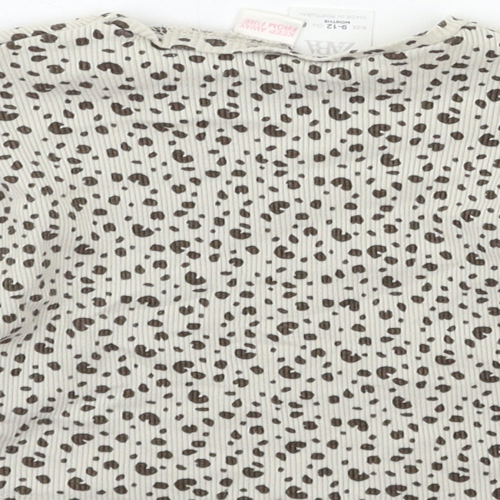 Zara Baby Beige Animal Print  Basic T-Shirt Size 9-12 Months