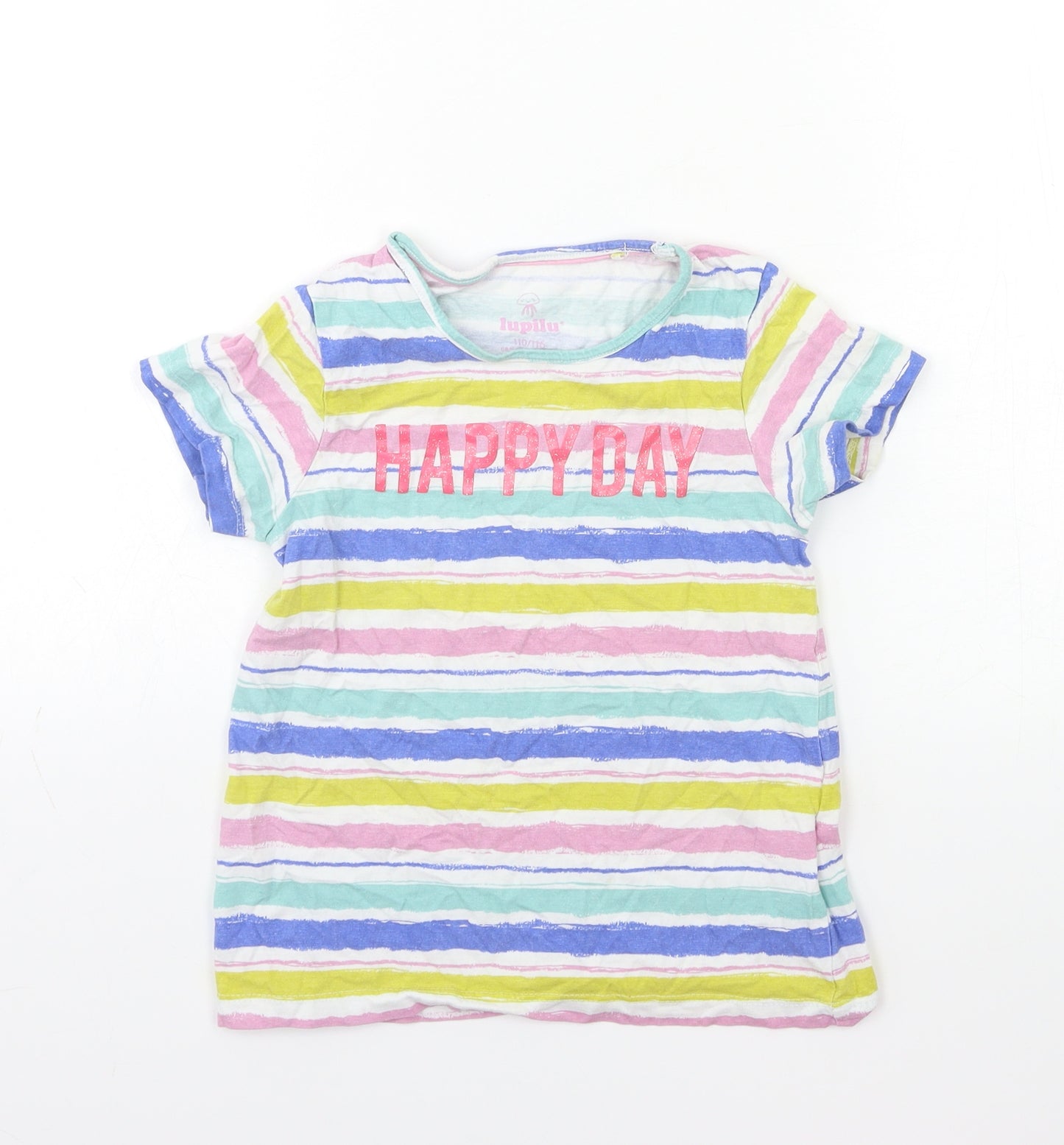 Lupilu Girls Blue Striped  Basic T-Shirt Size 4-5 Years