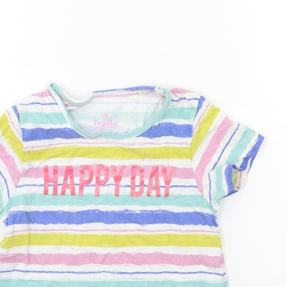 Lupilu Girls Blue Striped  Basic T-Shirt Size 4-5 Years
