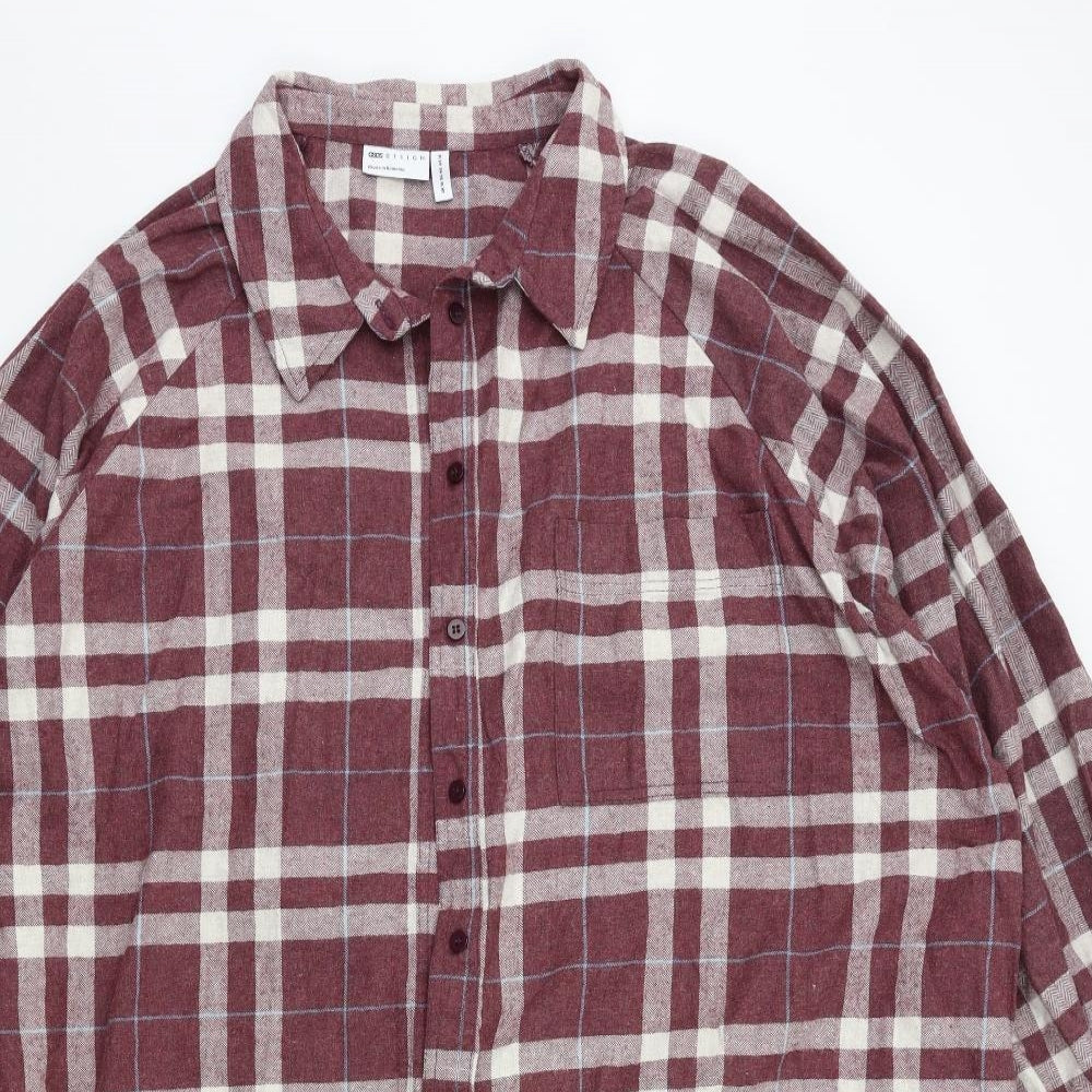 ASOS Womens Red Check  Shirt Dress  Size 18