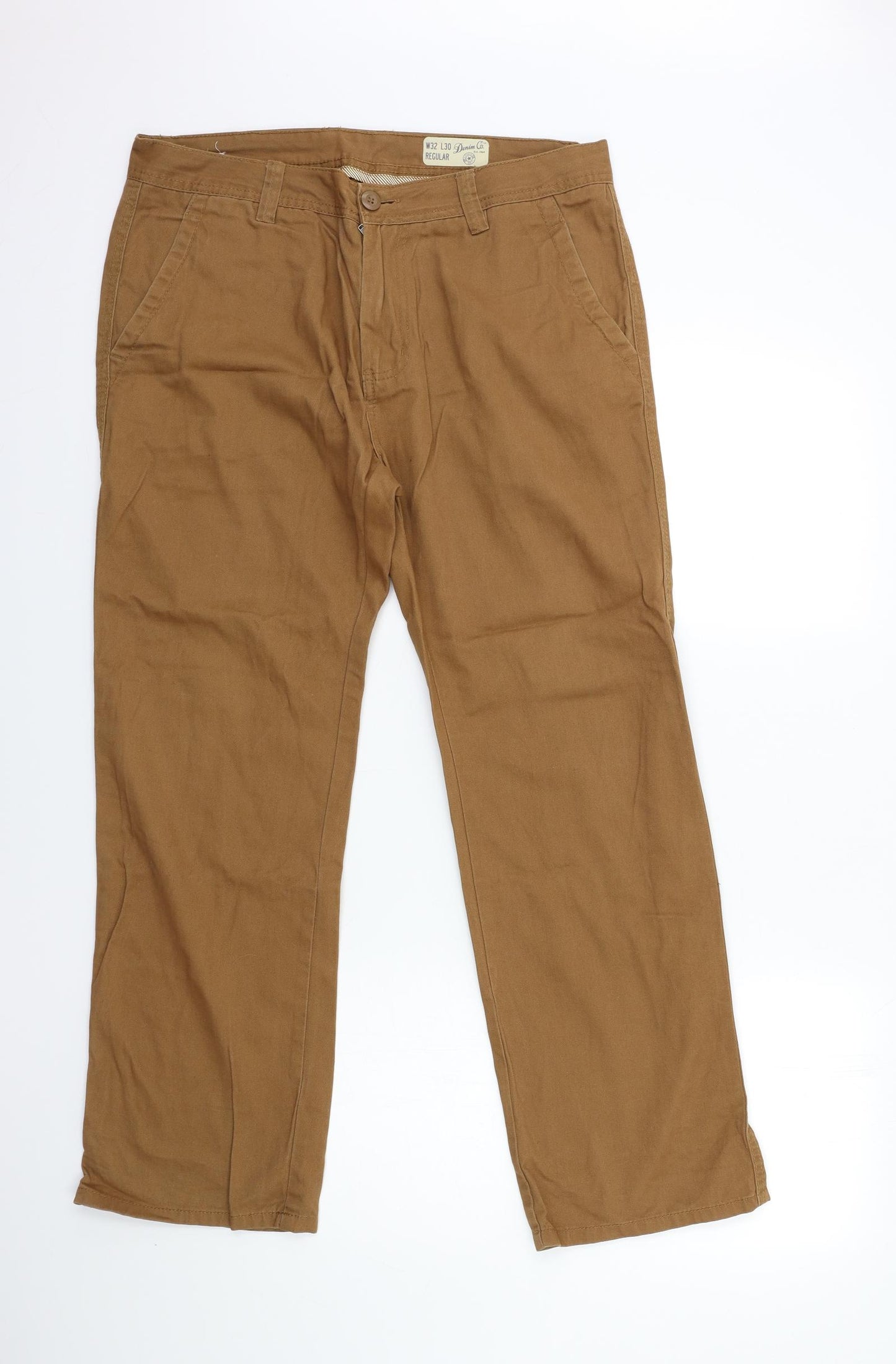 Denim & Co. Mens Brown   Chino Trousers Size 32 in L30 in