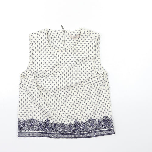 Eliane Rose Womens White Geometric  Basic Tank Size 10