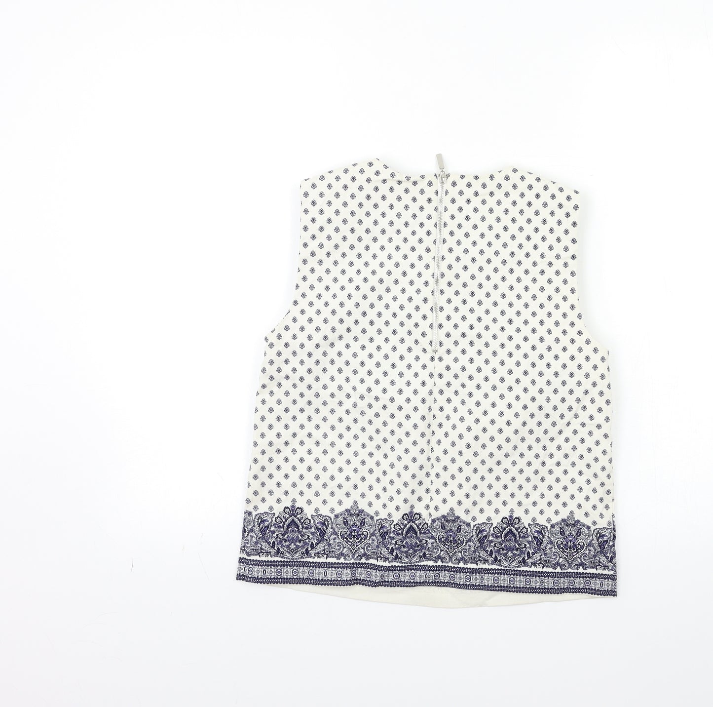 Eliane Rose Womens White Geometric  Basic Tank Size 10