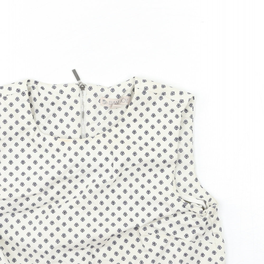 Eliane Rose Womens White Geometric  Basic Tank Size 10