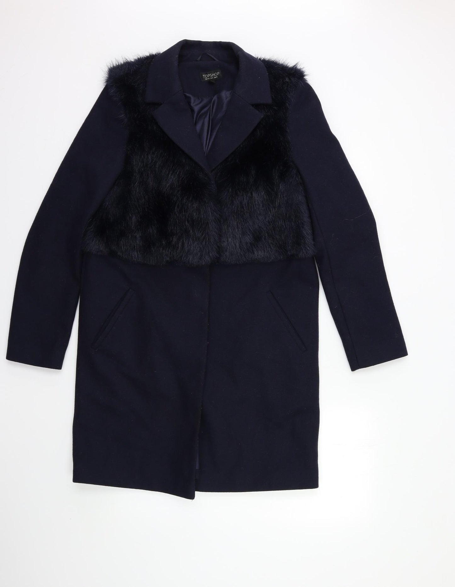 Topshop Womens Blue   Overcoat Coat Size 10