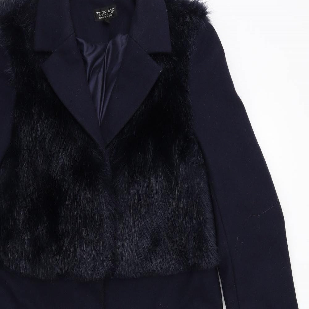 Topshop Womens Blue   Overcoat Coat Size 10