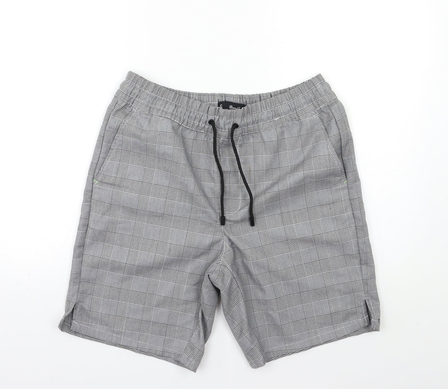 Denim & Co. Mens Grey Check  Chino Shorts Size S