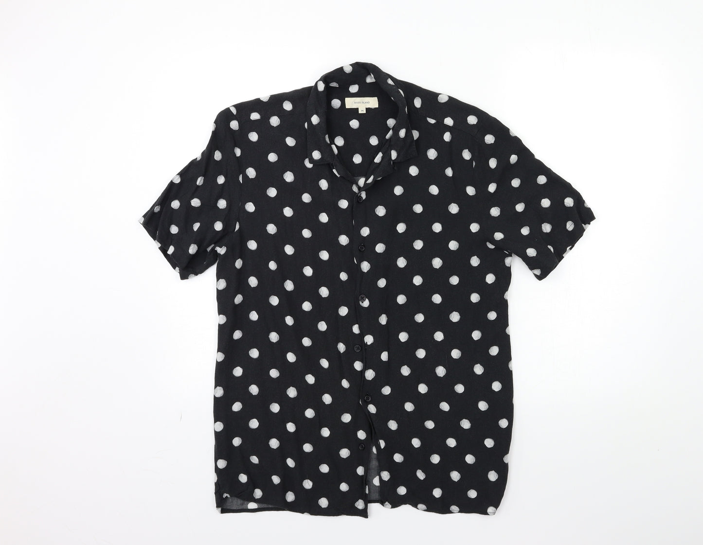 River Island Mens Black Polka Dot   Button-Up Size M