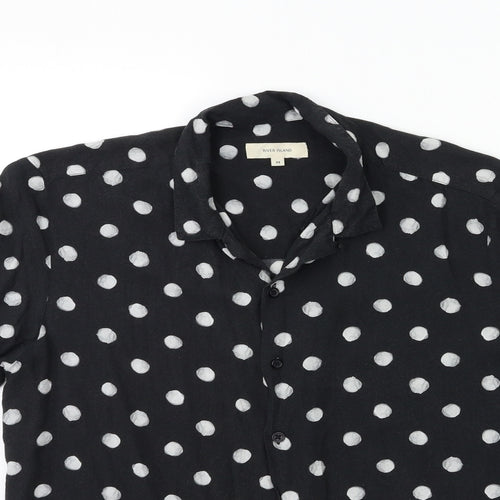 River Island Mens Black Polka Dot   Button-Up Size M