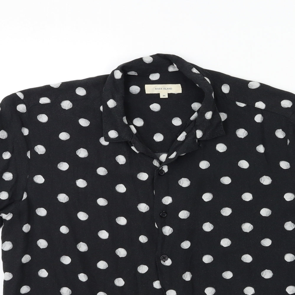 River Island Mens Black Polka Dot   Button-Up Size M