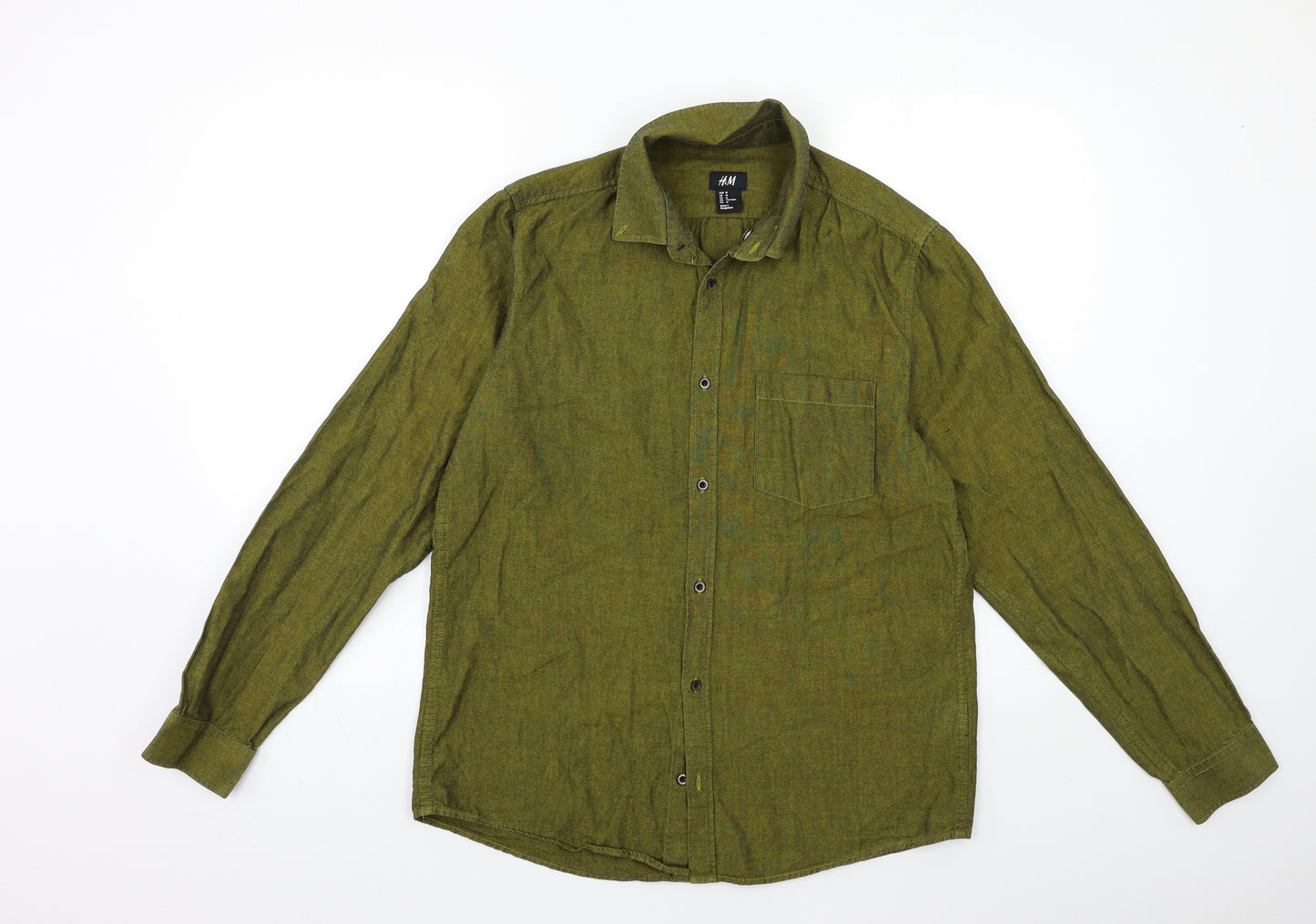 H&M Mens Green    Button-Up Size M