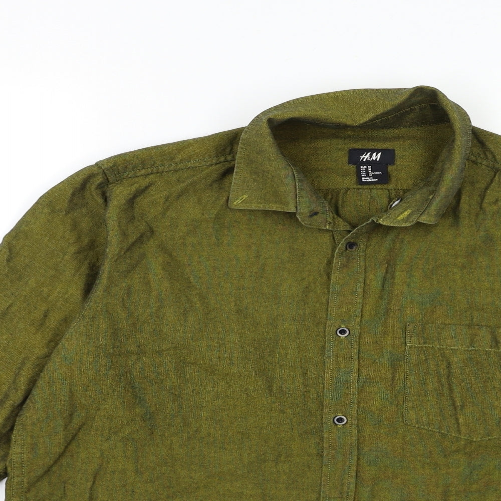 H&M Mens Green    Button-Up Size M