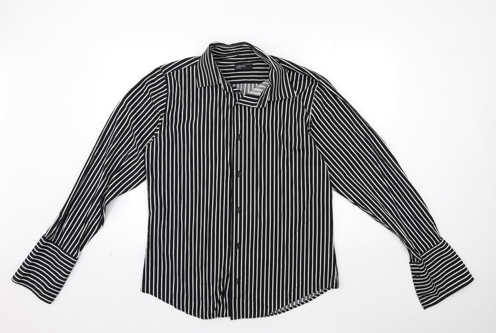 Cedar Wood State Mens Black Striped   Button-Up Size L