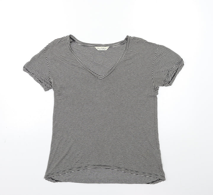 Miss Selfridge Womens Black Striped Basic T-Shirt Size 10