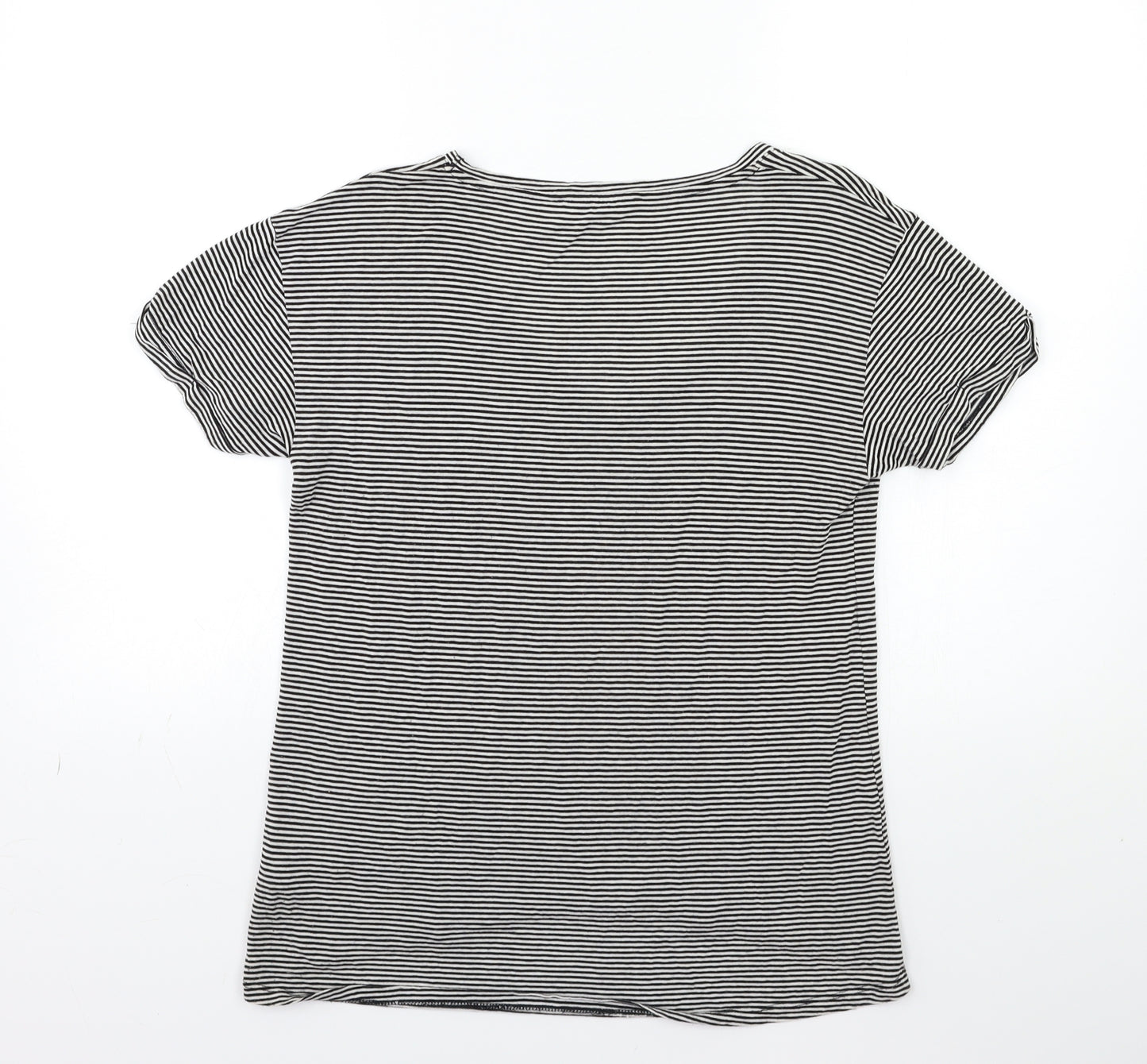Miss Selfridge Womens Black Striped  Basic T-Shirt Size 10