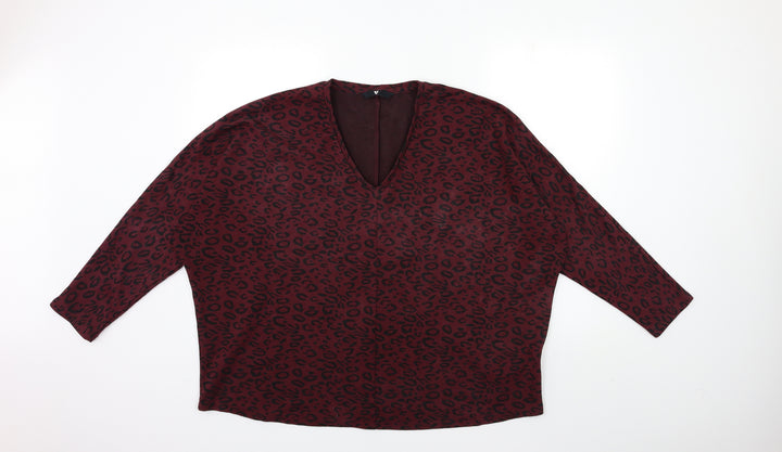 Very Womens Red Animal Print Pullover Sweatshirt Size 18
