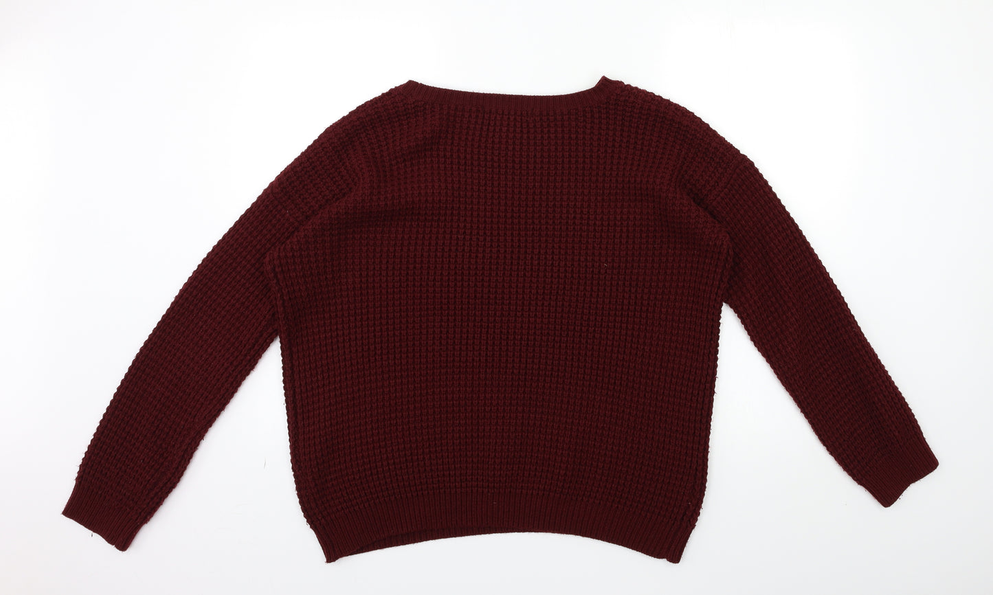 FOREVER 21 Womens Red  Knit Pullover Jumper Size L
