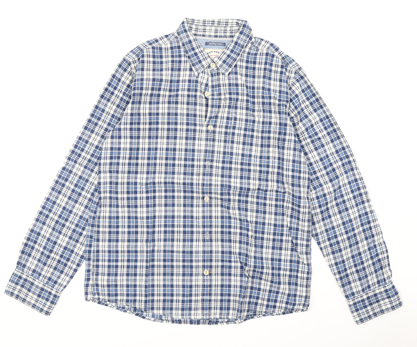 Fatface Mens Blue Plaid   Button-Up Size L