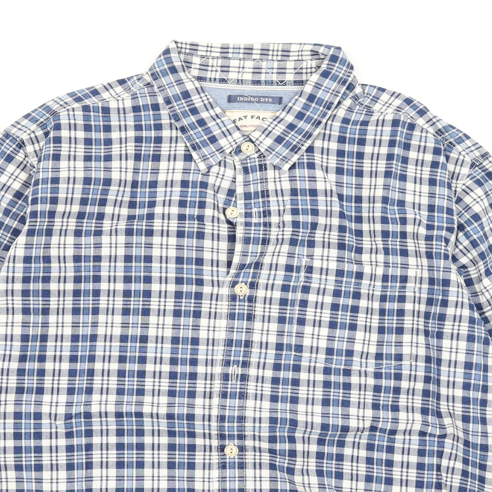 Fatface Mens Blue Plaid   Button-Up Size L