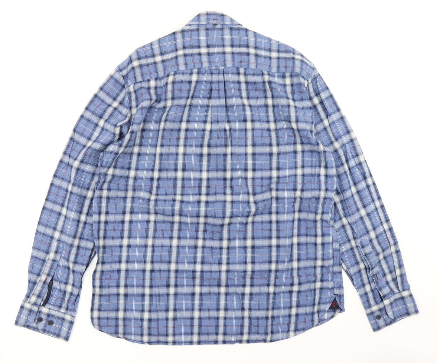 Blue Harbour Mens Blue Plaid   Button-Up Size L