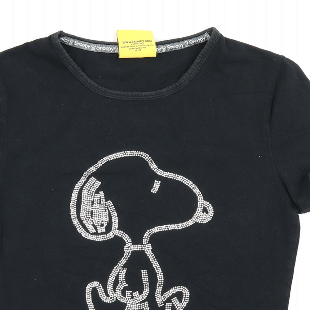 NEXT Womens Black   Basic T-Shirt Size 6  - Snoopy