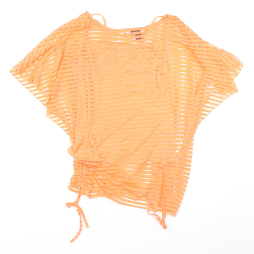 Izabel Womens Orange Striped  Basic Blouse Size 8