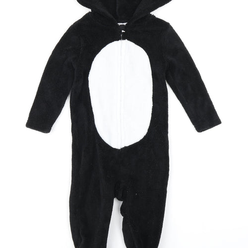 Lily & Jack Baby Black Spotted  Babygrow One-Piece Size 9-12 Months  - Penguin