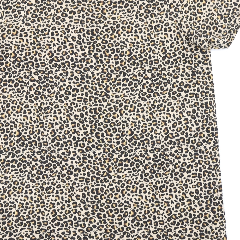 Brave Sould Womens Brown Animal Print  Basic T-Shirt Size XL
