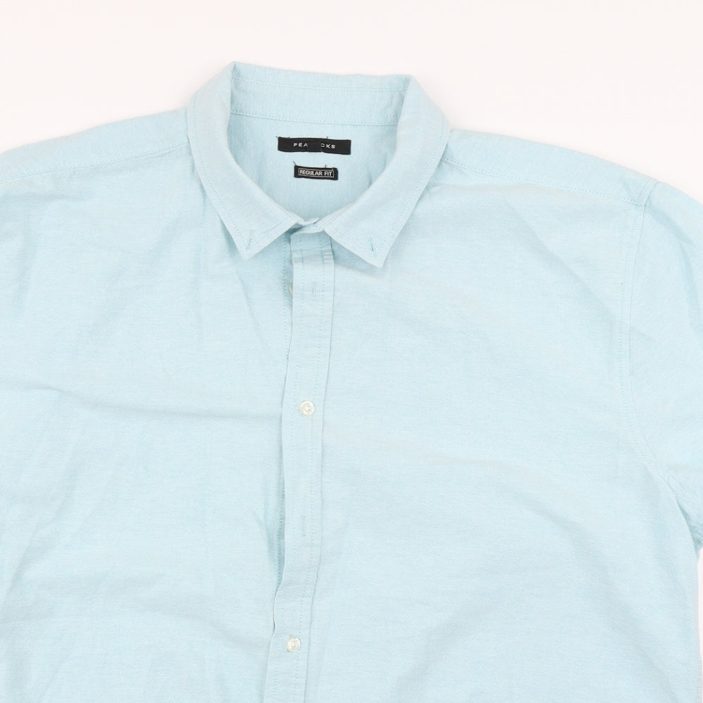 Peacocks Mens Blue    Button-Up Size 2XL