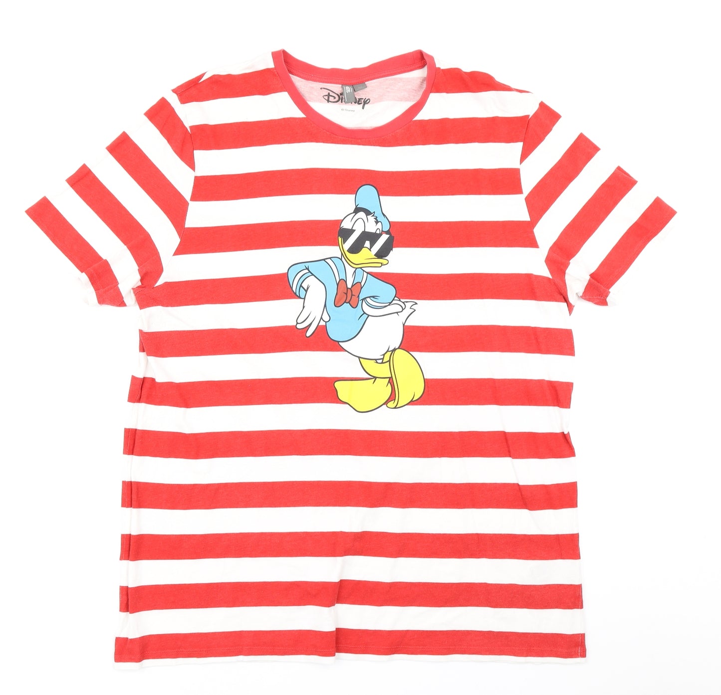 ASOS Mens Red Striped   T-Shirt Size 3XL  - Disney Donald Duck