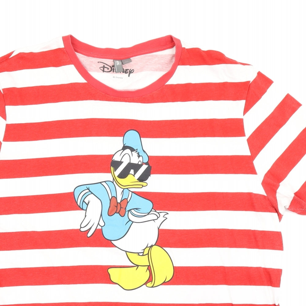 ASOS Mens Red Striped   T-Shirt Size 3XL  - Disney Donald Duck