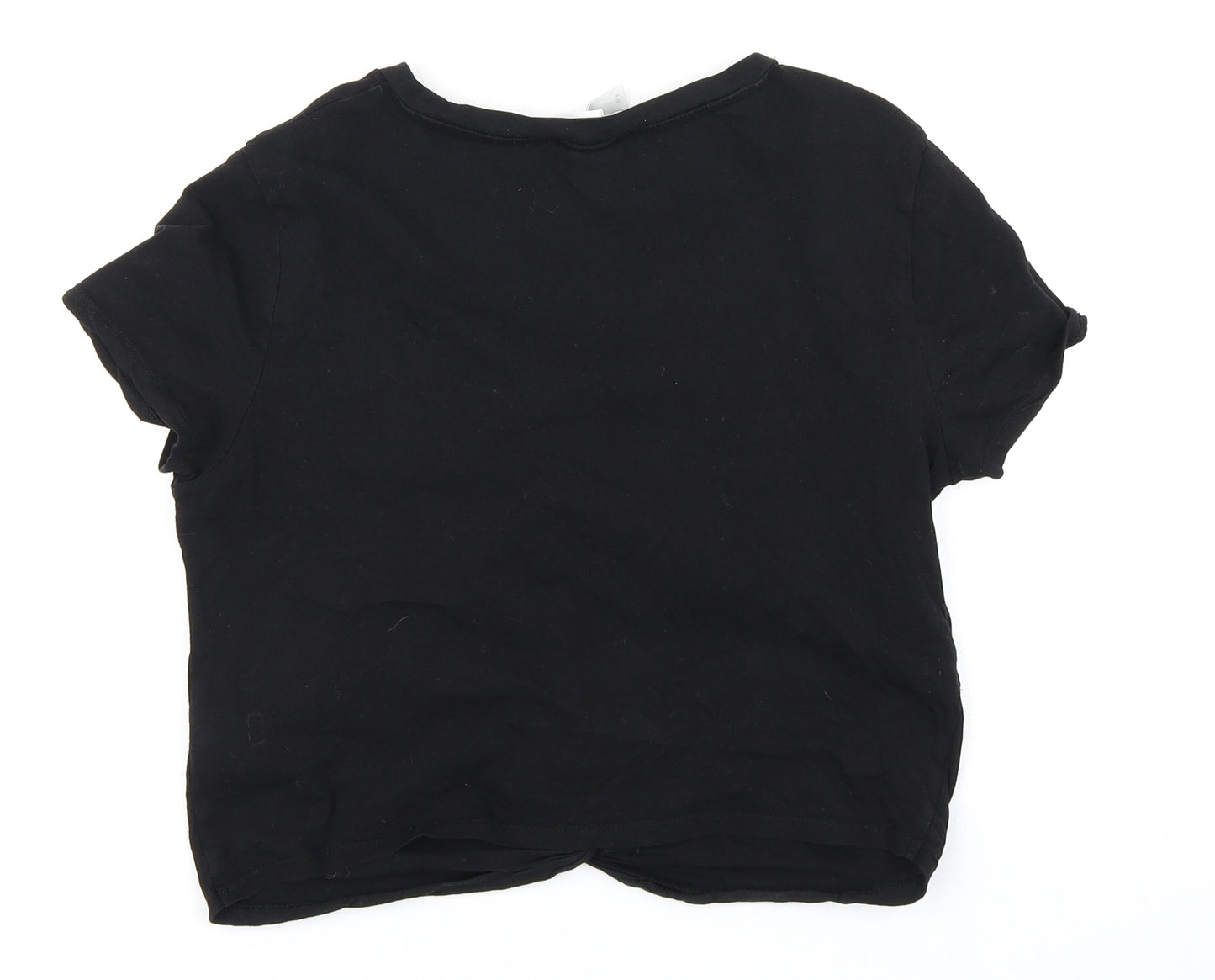 H&M Womens Black   Cropped T-Shirt Size M