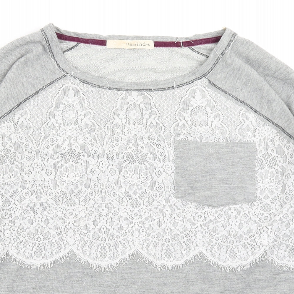 Rewind Womens Grey   Pullover Sweatshirt Size M