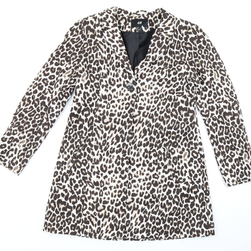 H&M Womens Brown Animal Print  Jacket Blazer Size 8