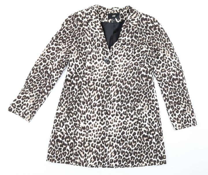 H&M Womens Brown Animal Print  Jacket Blazer Size 8